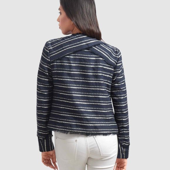 OLGYN Women’s Striped Fringe Jacket - Picture 2 of 4
